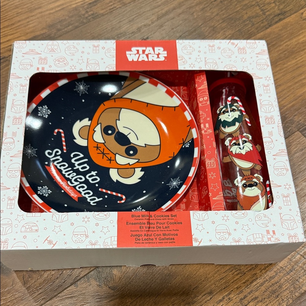 NWT Disney blue milk and cookies set